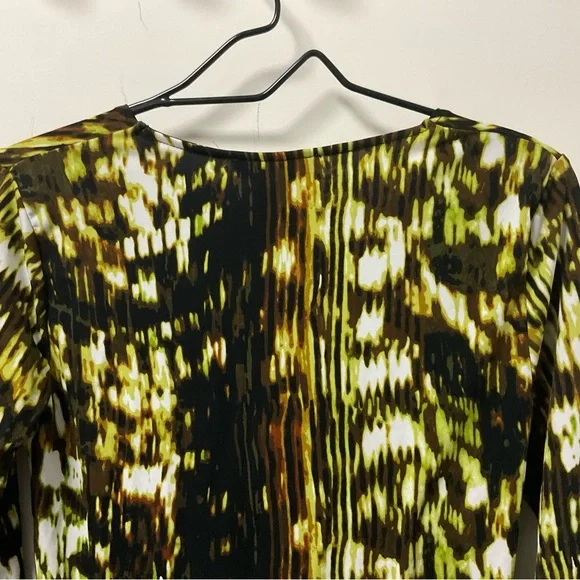 Cool Grace Elements Brown Yellow & Black Pleated Accent Polyester Spandex Top! - Picture 8 of 11